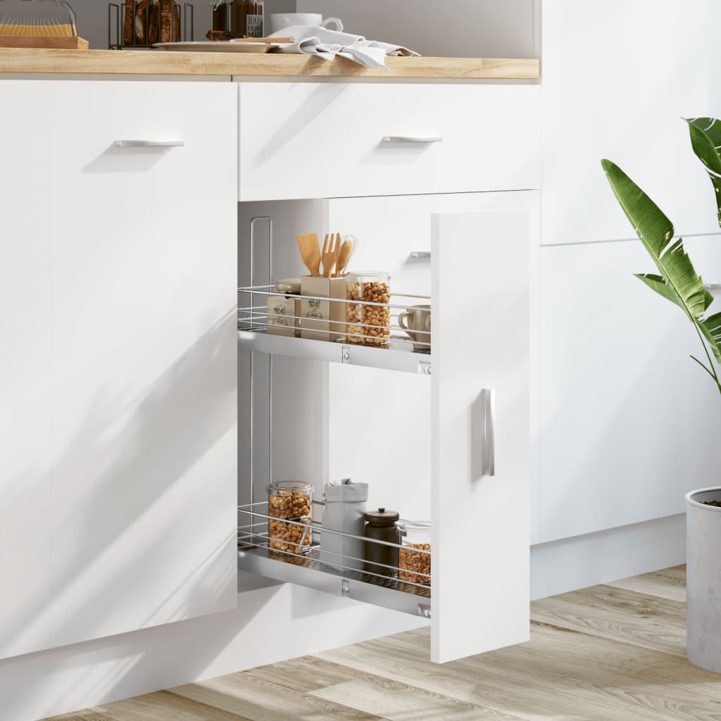 2Patrový Výsuvný Kuchyňský Drátěný Koš Stříbrný 47 X 15 X 54,5 Cm