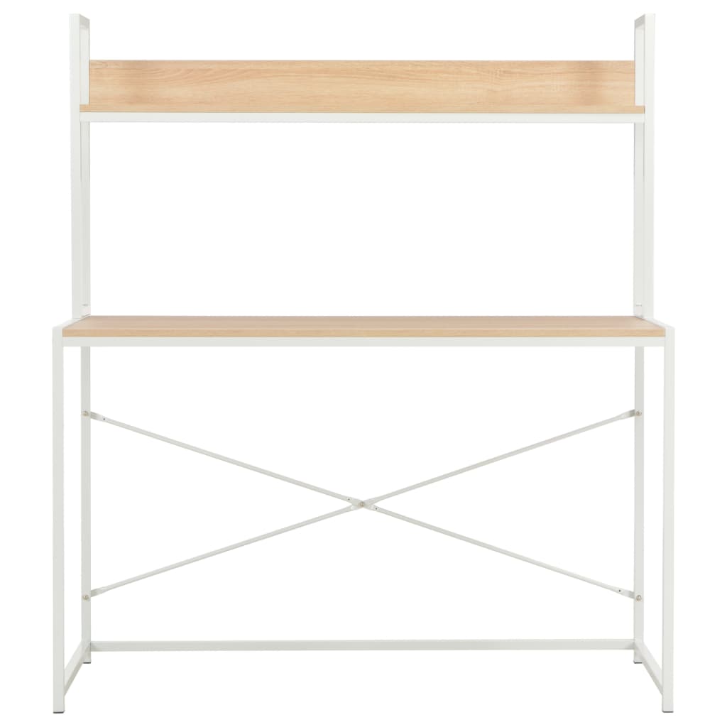 Pc Stůl Bílý A Dubový Odstín 120 X 60 X 138 Cm