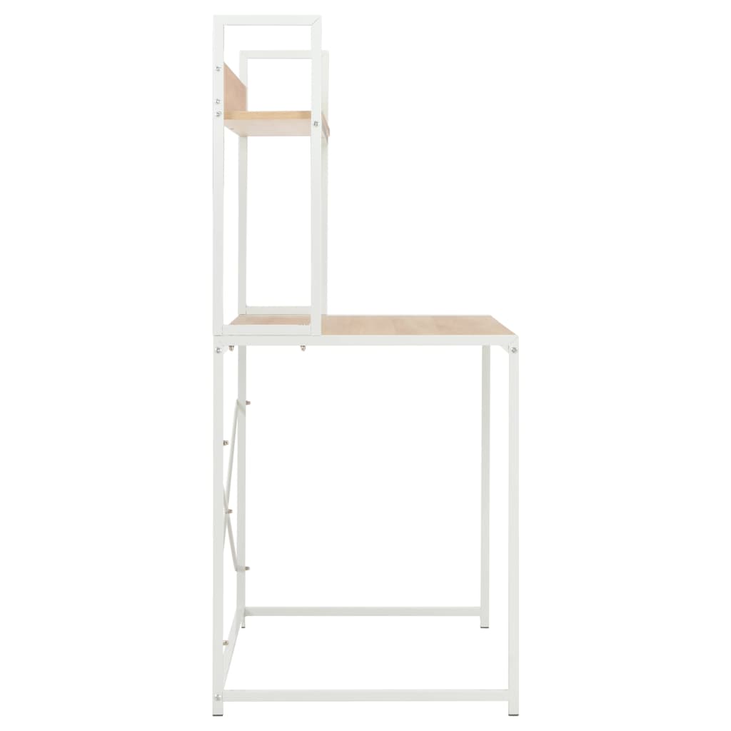 Pc Stůl Bílý A Dubový Odstín 120 X 60 X 138 Cm