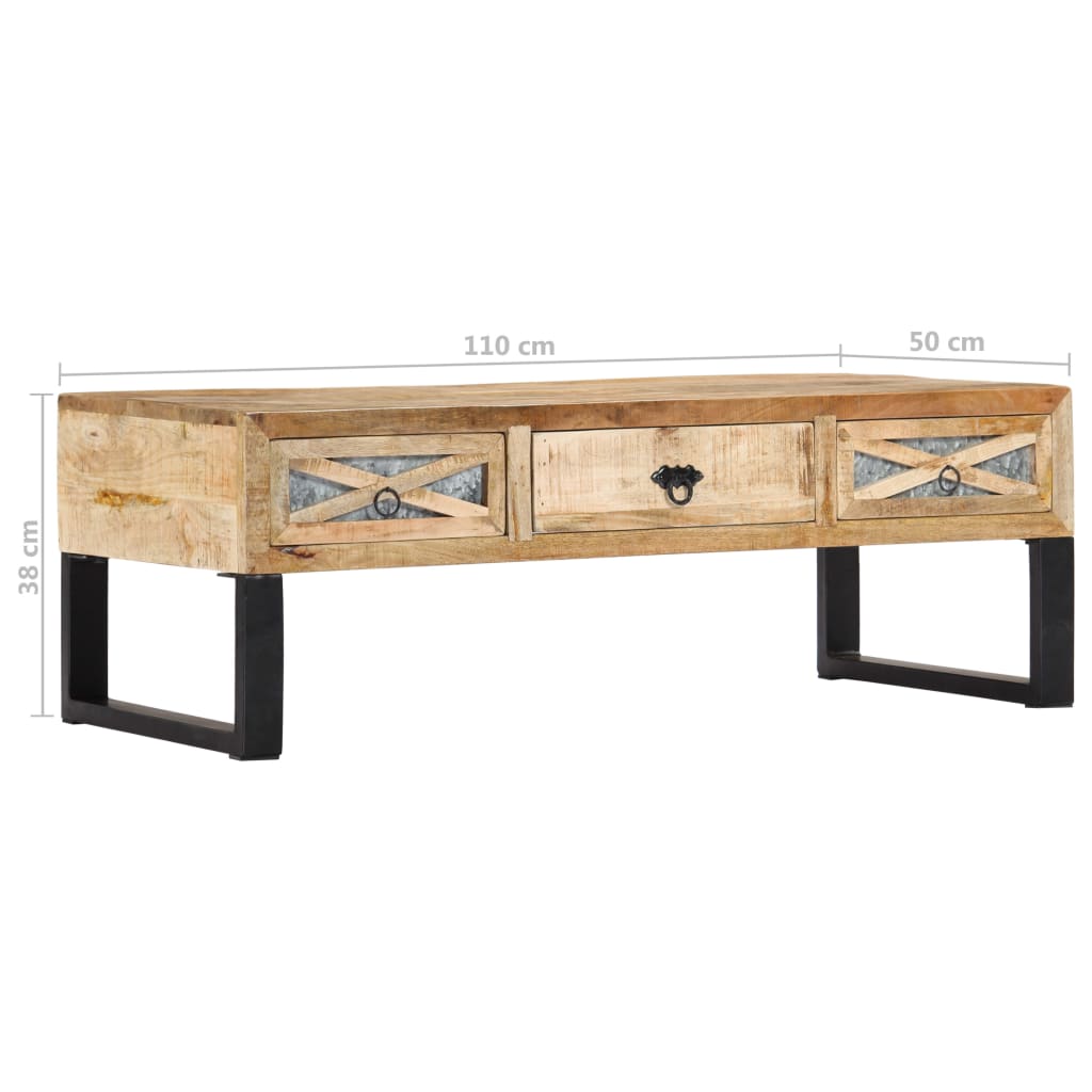 Konferenční Stolek 110 X 50 X 38 Cm Masivní Mangovníkové Dřevo