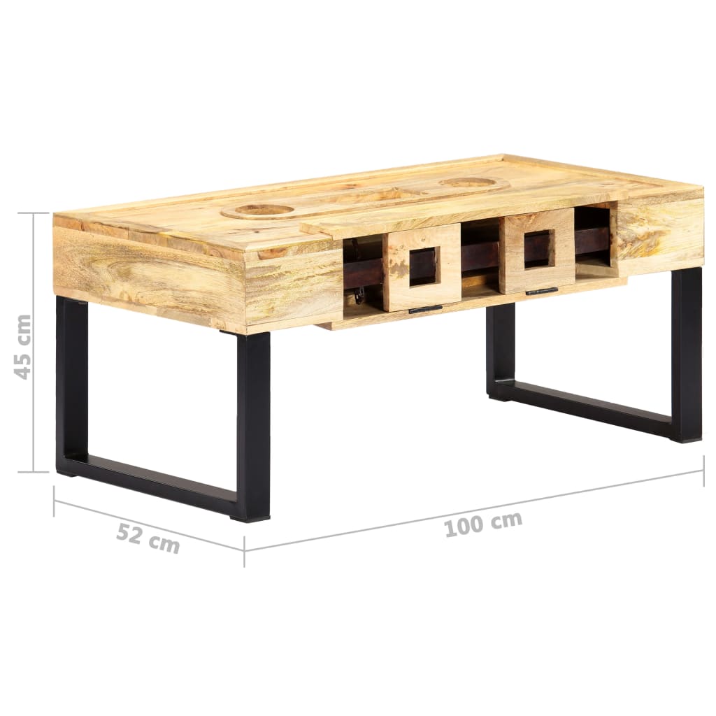 Konferenční Stolek Styl Kazety 100X52X45 Cm Masivní Mangovník