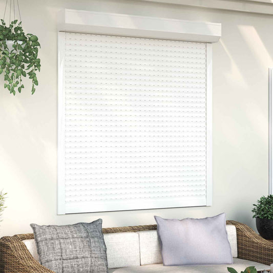 Roletové Žaluzie Bílý 130 X 140 Cm Hliník A Polyuretan