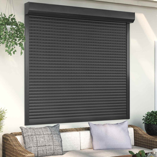 Roletové Žaluzie Antracit 160 X 150 Cm Hliník A Polyuretan