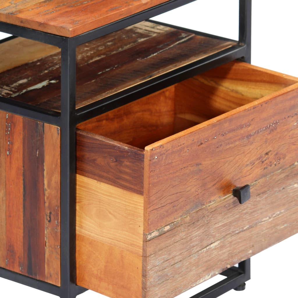 Noční Stolek 40 X 30 X 50 Cm Masivní Recyklované Dřevo A Ocel