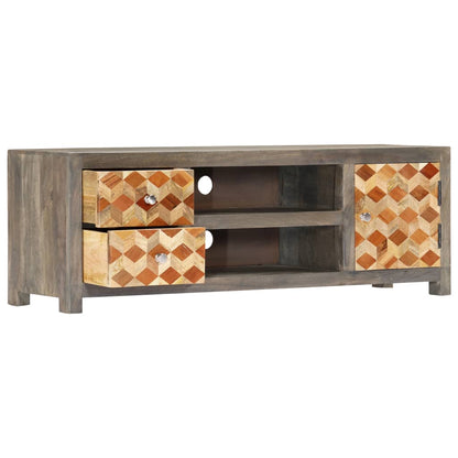 Tv Stolek Šedý 120 X 30 X 40 Cm Masivní Mangovníkové Dřevo