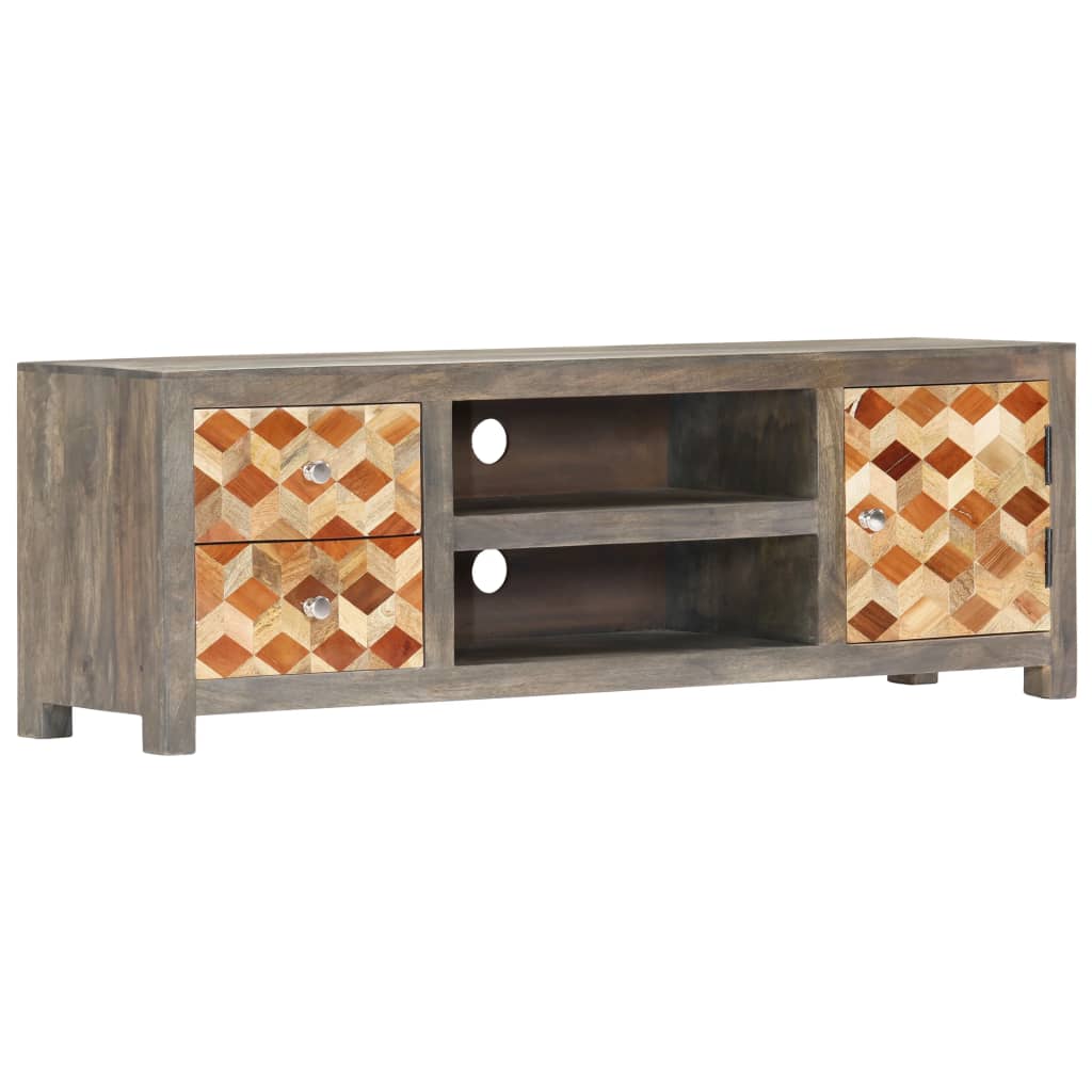 Tv Stolek Šedý 120 X 30 X 40 Cm Masivní Mangovníkové Dřevo