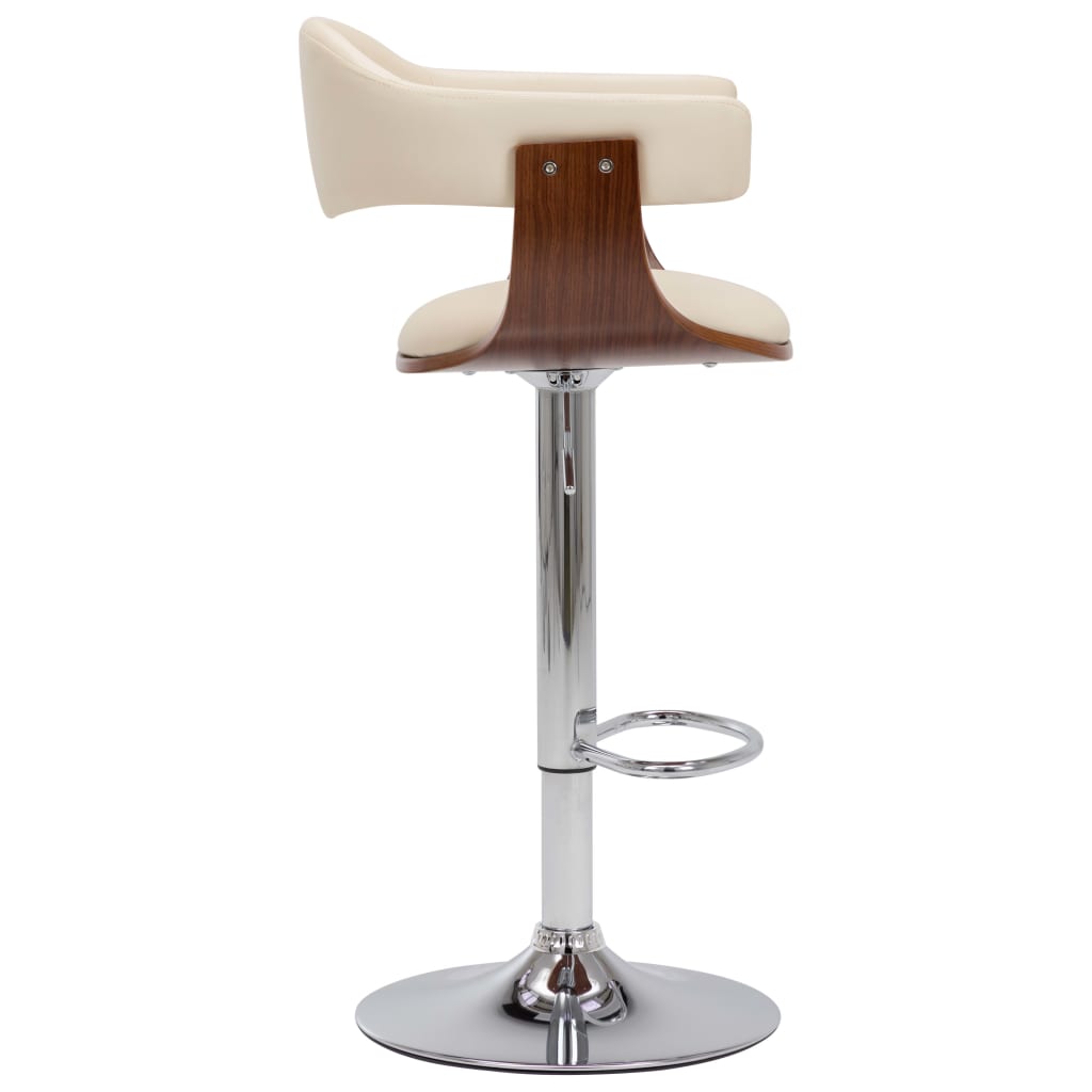 Barové Stoličky 2 Ks Krémové Ohýbané Dřevo A Umělá Kůže