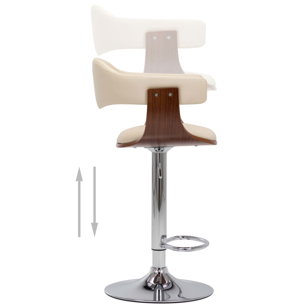 Barové Stoličky 2 Ks Krémové Ohýbané Dřevo A Umělá Kůže