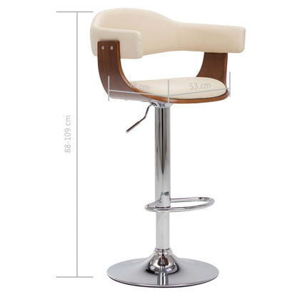 Barové Stoličky 2 Ks Krémové Ohýbané Dřevo A Umělá Kůže