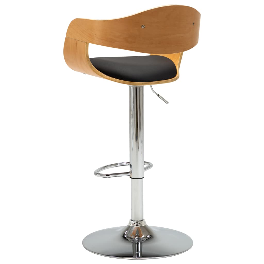 Barová Židle Černá Ohýbané Dřevo A Umělá Kůže