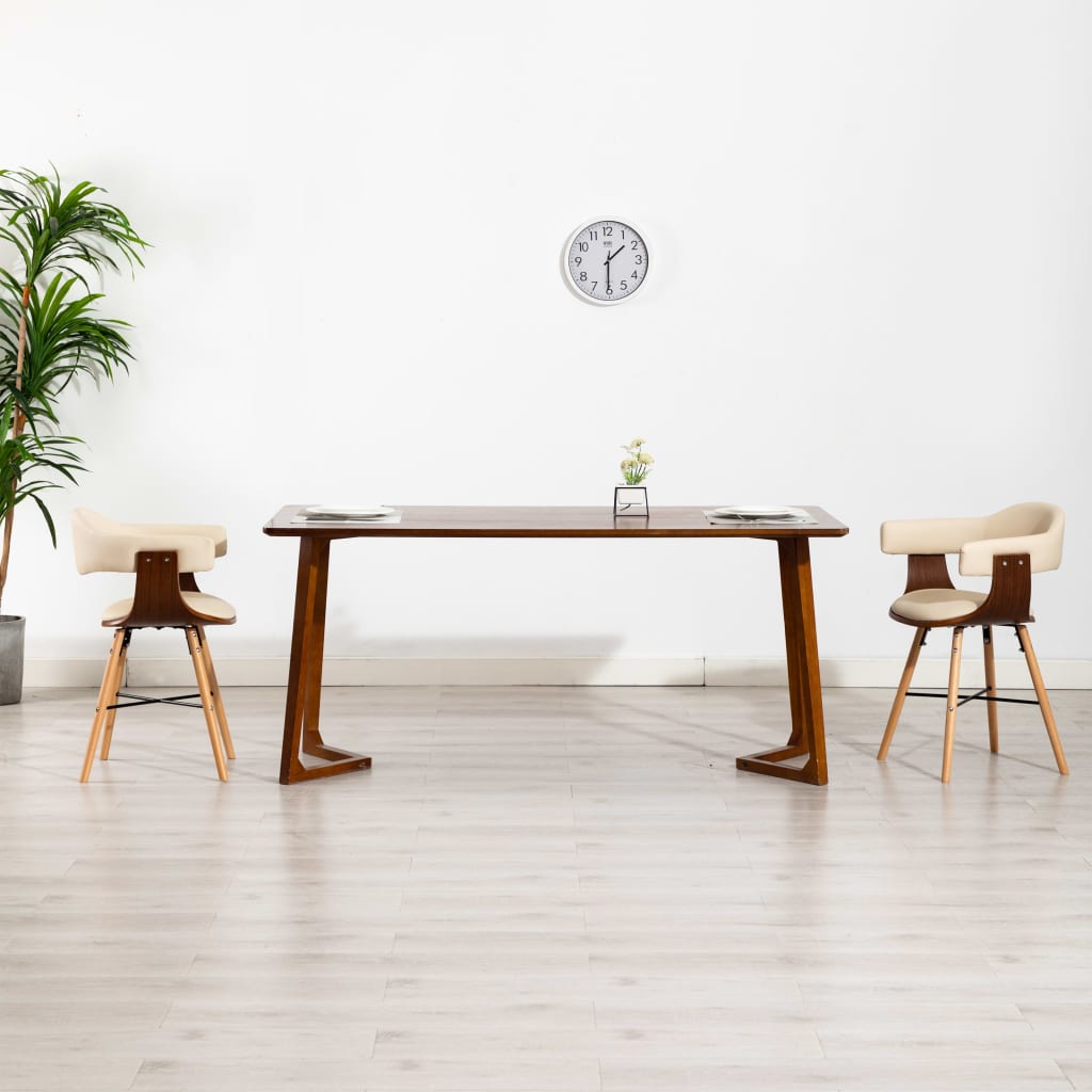 Jídelní Židle 4 Ks Krémové Umělá Kůže A Ohýbané Dřevo