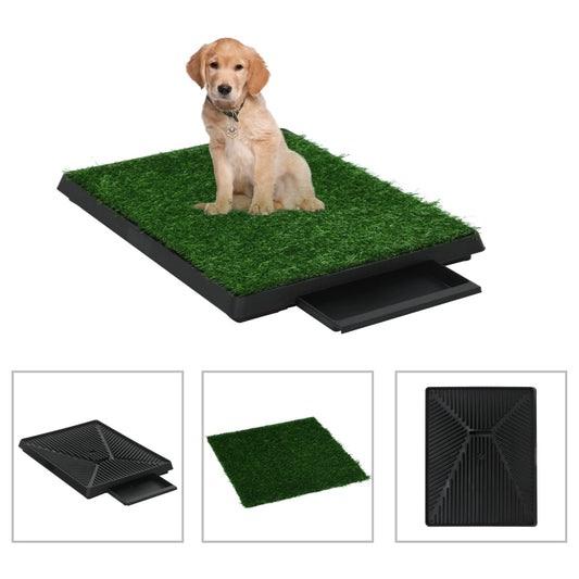Toalety pro psy 2 ks s nádobou a umělou trávou zelené 63x50x7cm