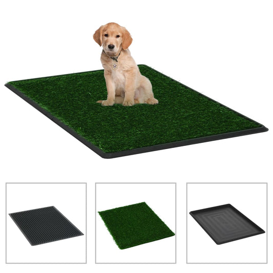 Toaleta pro psy s nádobou a umělou trávou zelená 76x51x3 cm WC