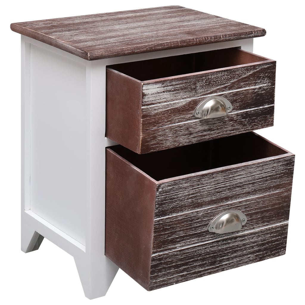 Noční Stolek Hnědý A Bílý 38 X 28 X 45 Cm Dřevo Pavlovnie