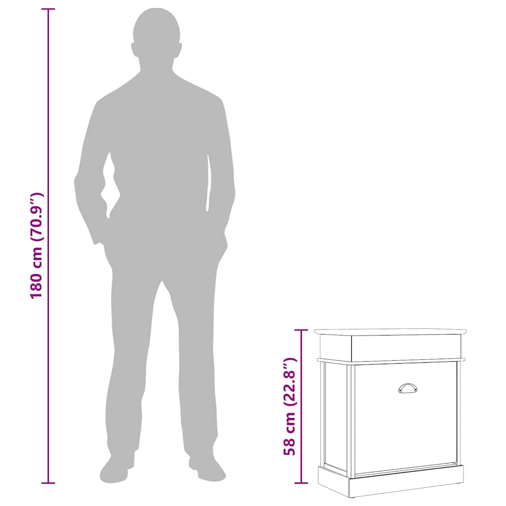 Botník Šedý 50 X 28 X 58 Cm Dřevo Pavlovnie