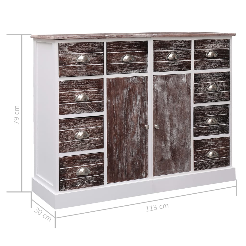 Příborník S 10 Zásuvkami Hnědý 113 X 30 X 79 Cm Dřevo