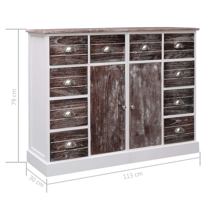 Příborník S 10 Zásuvkami Hnědý 113 X 30 X 79 Cm Dřevo