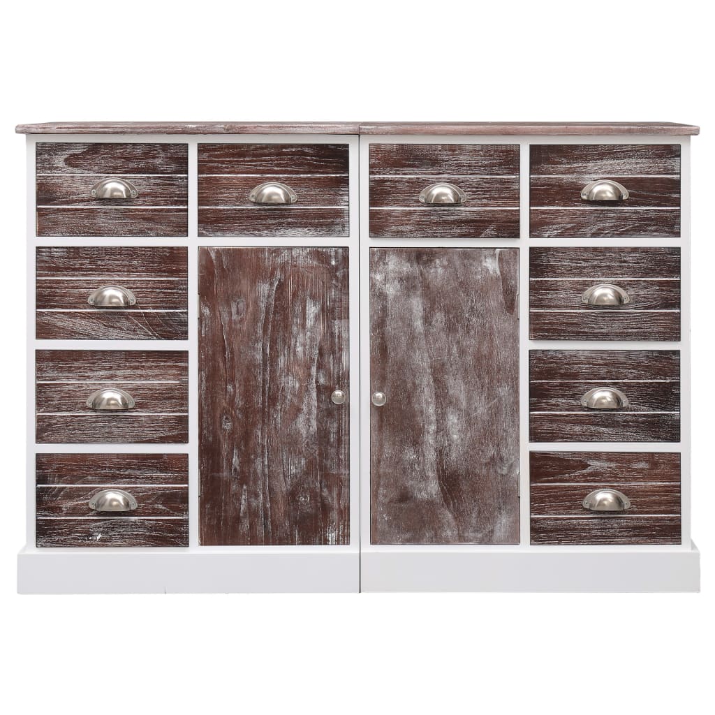 Příborník S 10 Zásuvkami Hnědý 113 X 30 X 79 Cm Dřevo
