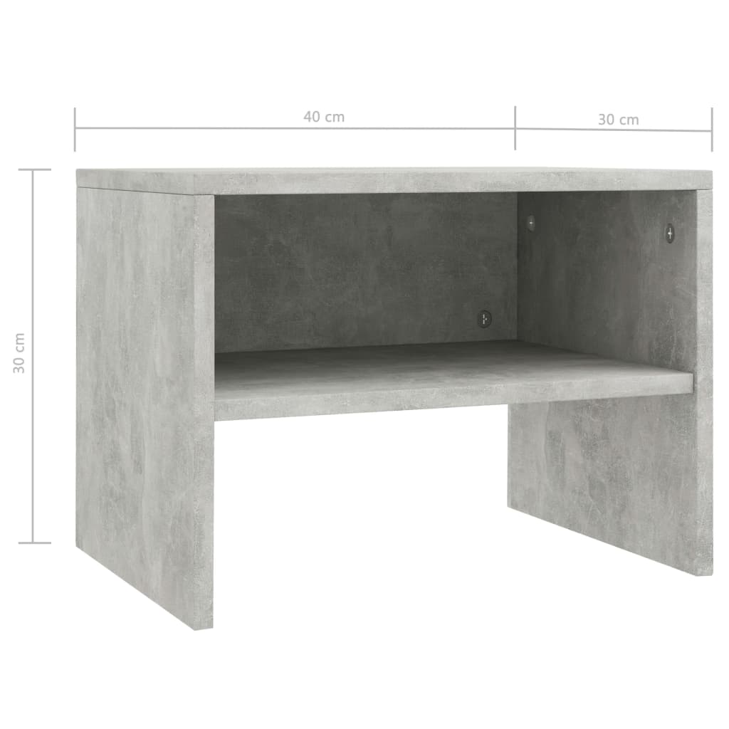 Noční Stolky 2 Ks Betonově Šedé 40X30X30 Cm Kompozitní Dřevo