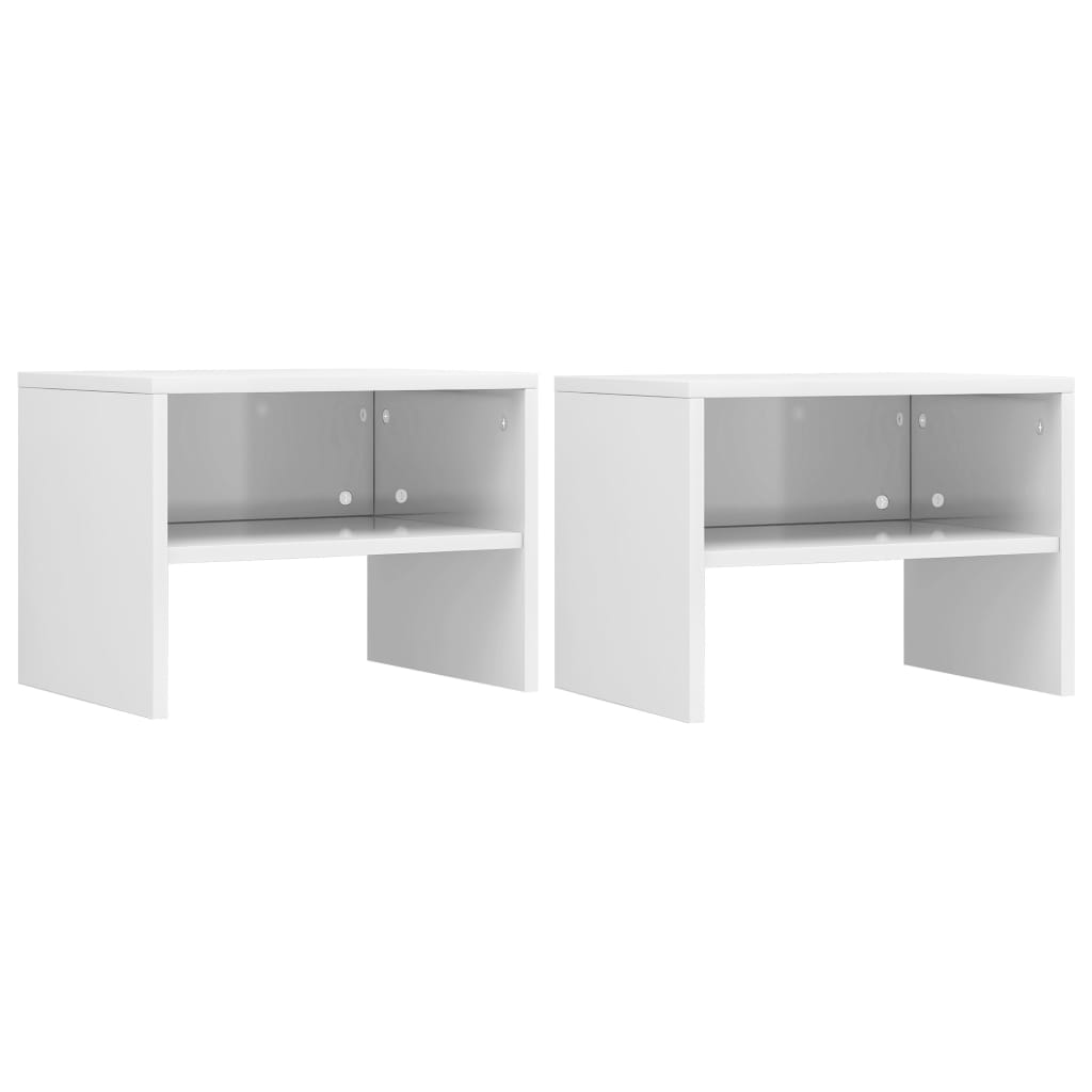 Noční Stolky 2 Ks Bílé Vysoký Lesk 40X30X30 Cm Kompozitní Dřevo