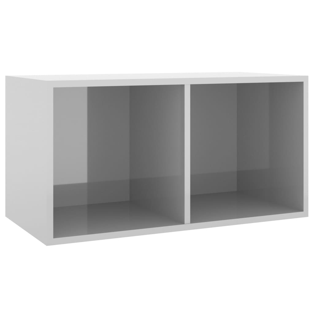 Úložný Box Na Lp Desky Lesklý Šedý 71X34X36 Cm Kompozitní Dřevo