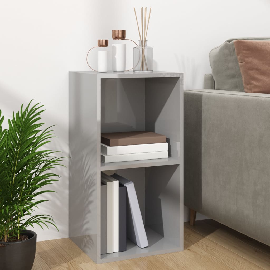 Úložný Box Na Lp Desky Lesklý Šedý 71X34X36 Cm Kompozitní Dřevo