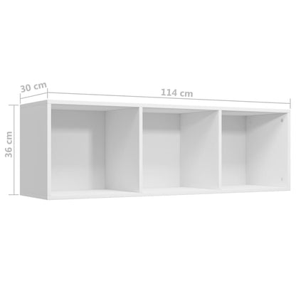 Knihovna / Tv Skříňka Bílá 36 X 30 X 114 Cm Kompozitní Dřevo