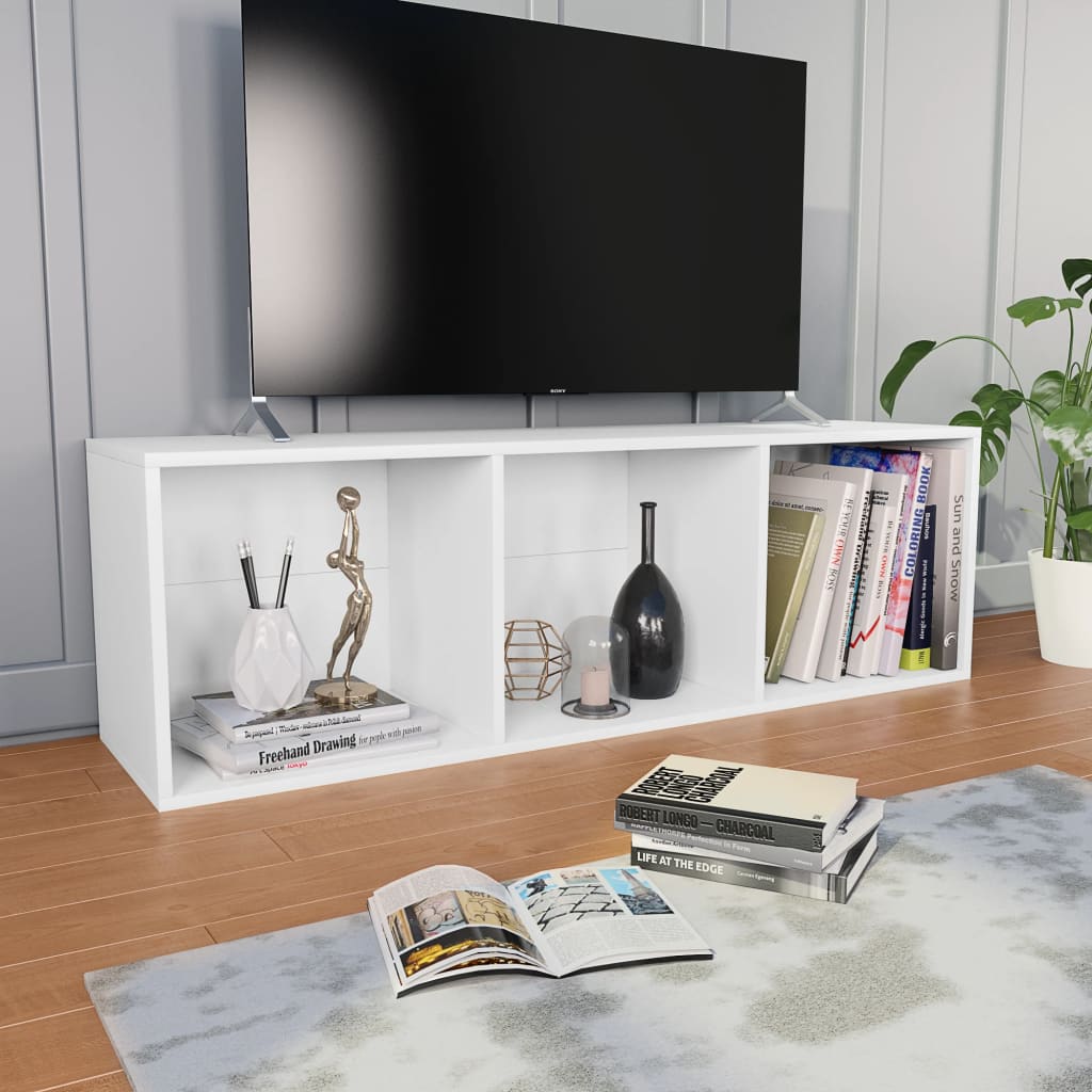 Knihovna / Tv Skříňka Bílá 36 X 30 X 114 Cm Kompozitní Dřevo