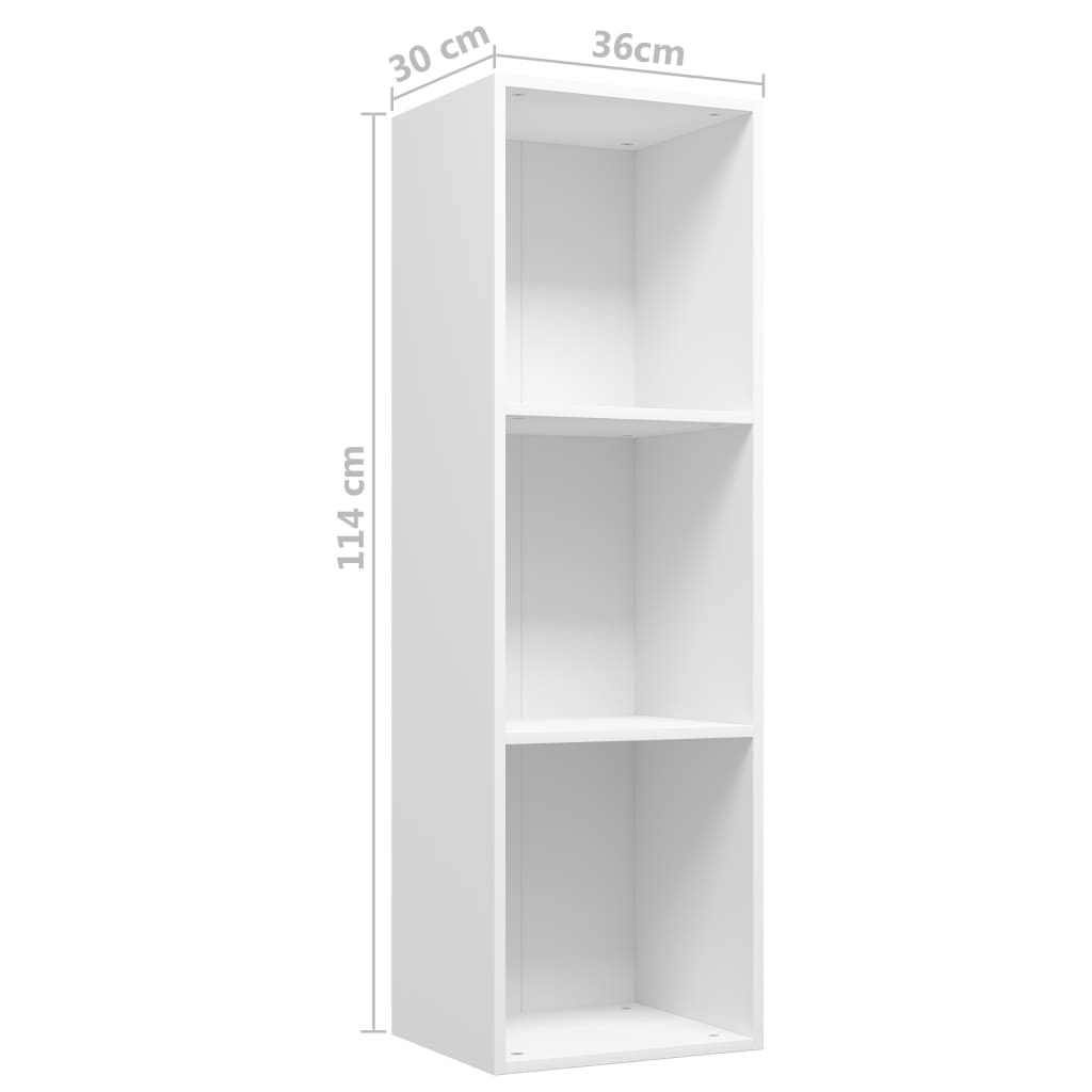 Knihovna / Tv Skříňka Bílá 36 X 30 X 114 Cm Kompozitní Dřevo