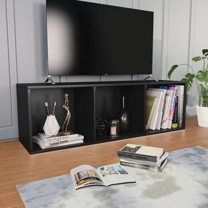 Knihovna / Tv Skříňka Černá 36 X 30 X 114 Cm Dřevotříska