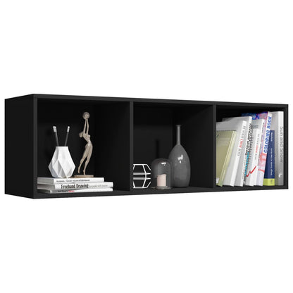 Knihovna / Tv Skříňka Černá 36 X 30 X 114 Cm Dřevotříska