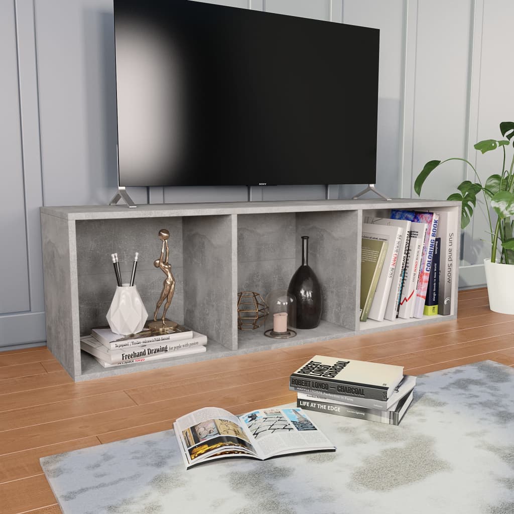 Knihovna/Tv Skříňka Betonově Šedá 36X30X114 Cm Kompozitní Dřevo