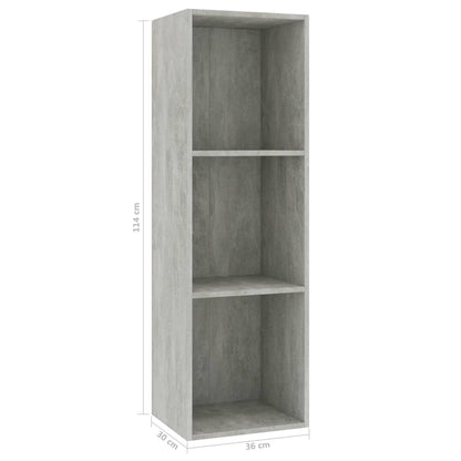 Knihovna/Tv Skříňka Betonově Šedá 36X30X114 Cm Kompozitní Dřevo