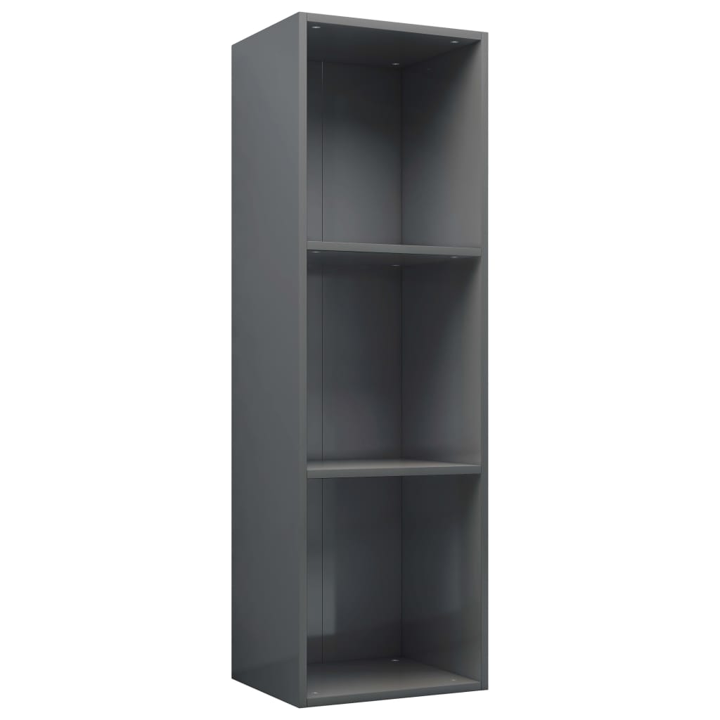 Knihovna / Tv Skříňka Šedá Lesklá 36X30X114 Cm Kompozitní Dřevo