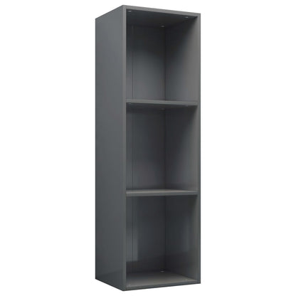 Knihovna / Tv Skříňka Šedá Lesklá 36X30X114 Cm Kompozitní Dřevo