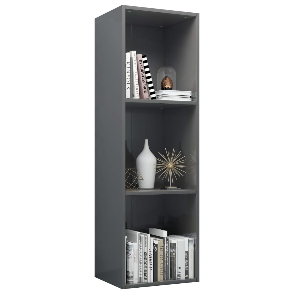 Knihovna / Tv Skříňka Šedá Lesklá 36X30X114 Cm Kompozitní Dřevo