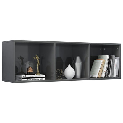 Knihovna / Tv Skříňka Šedá Lesklá 36X30X114 Cm Kompozitní Dřevo