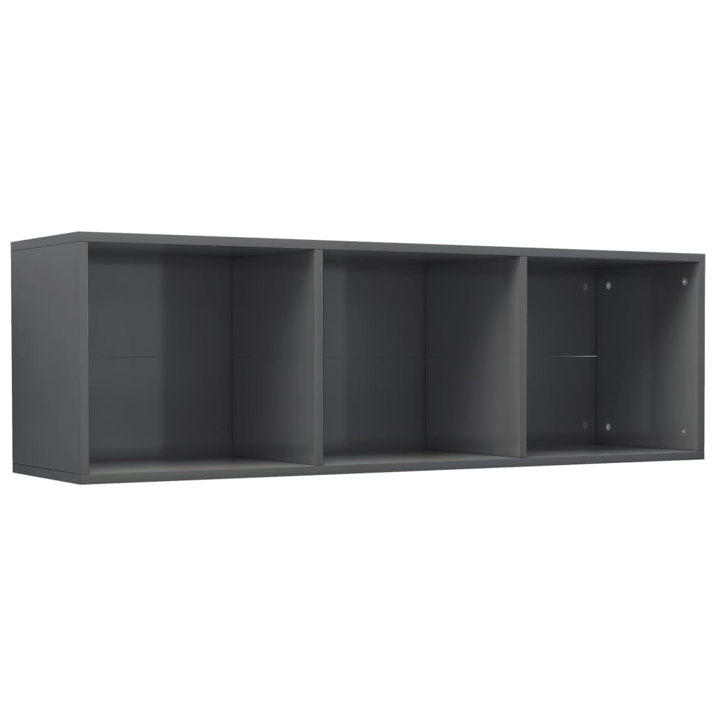 Knihovna / Tv Skříňka Šedá Lesklá 36X30X114 Cm Kompozitní Dřevo