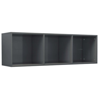 Knihovna / Tv Skříňka Šedá Lesklá 36X30X114 Cm Kompozitní Dřevo