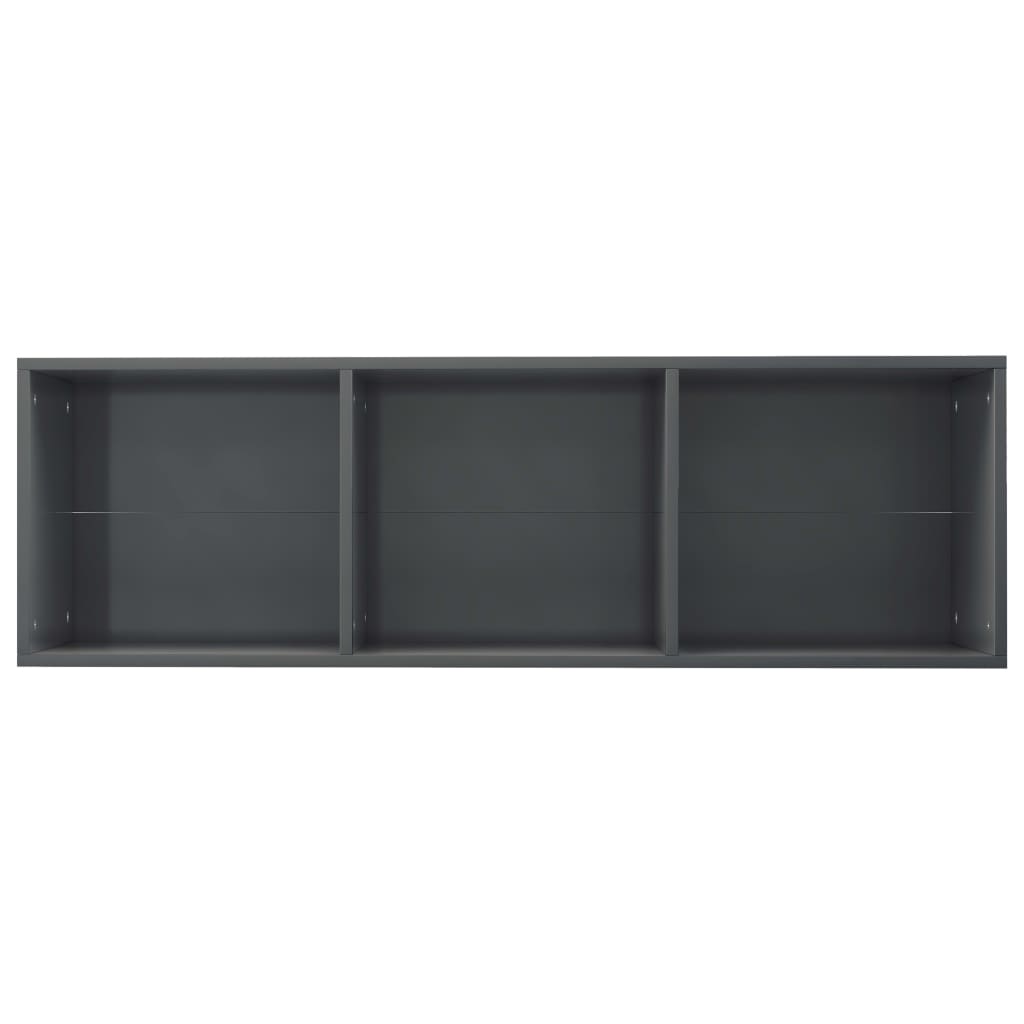 Knihovna / Tv Skříňka Šedá Lesklá 36X30X114 Cm Kompozitní Dřevo