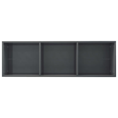 Knihovna / Tv Skříňka Šedá Lesklá 36X30X114 Cm Kompozitní Dřevo