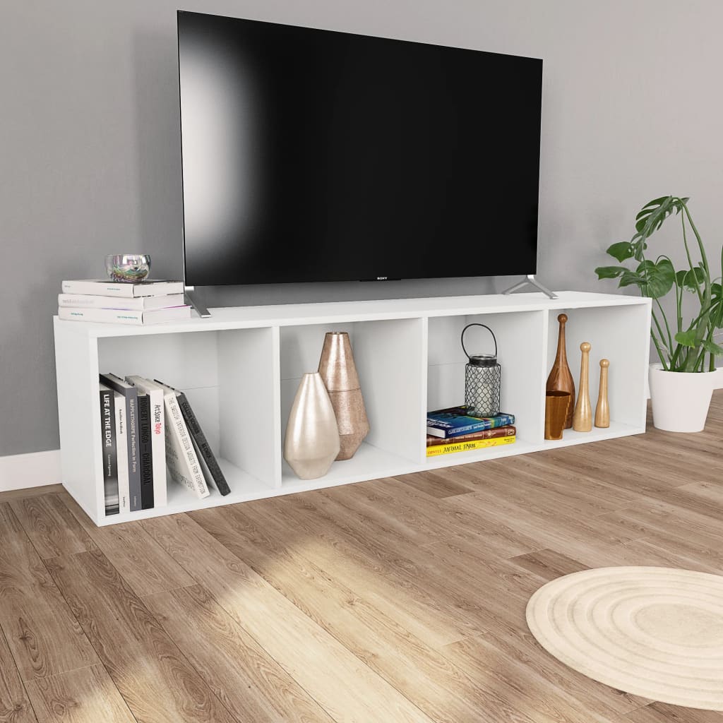Knihovna / Tv Skříňka Bílá 36 X 30 X 143 Cm Kompozitní Dřevo
