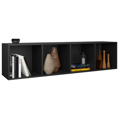 Knihovna / Tv Skříňka Černá 36 X 30 X 143 Cm Kompozitní Dřevo