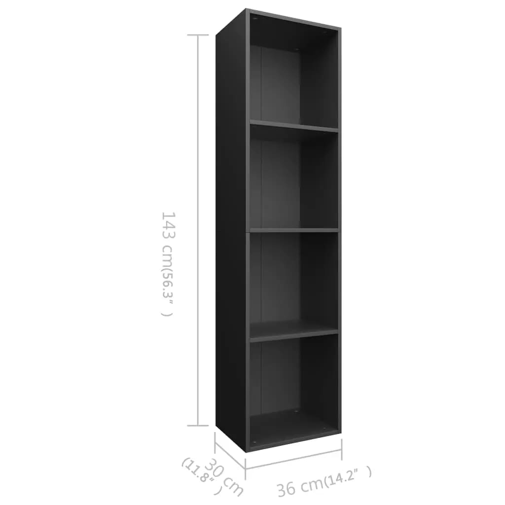 Knihovna / Tv Skříňka Černá 36 X 30 X 143 Cm Kompozitní Dřevo