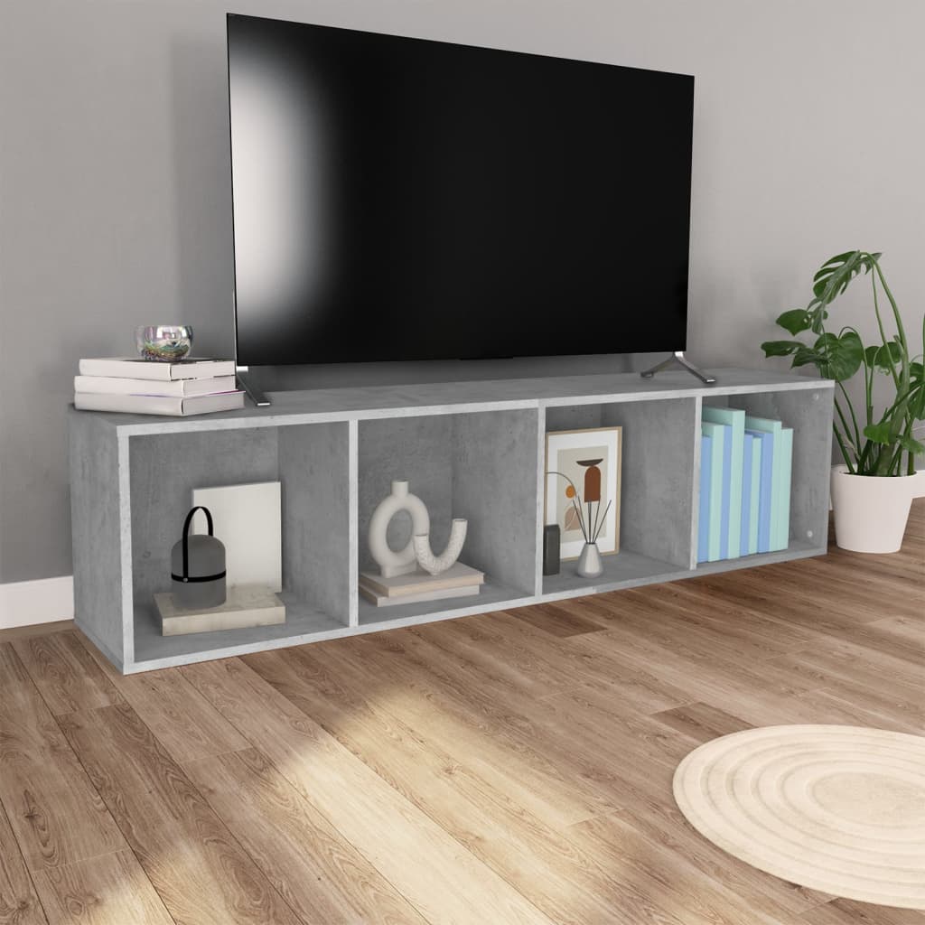 Knihovna/Tv Skříňka Betonově Šedá 36X30X143 Cm Kompozitní Dřevo