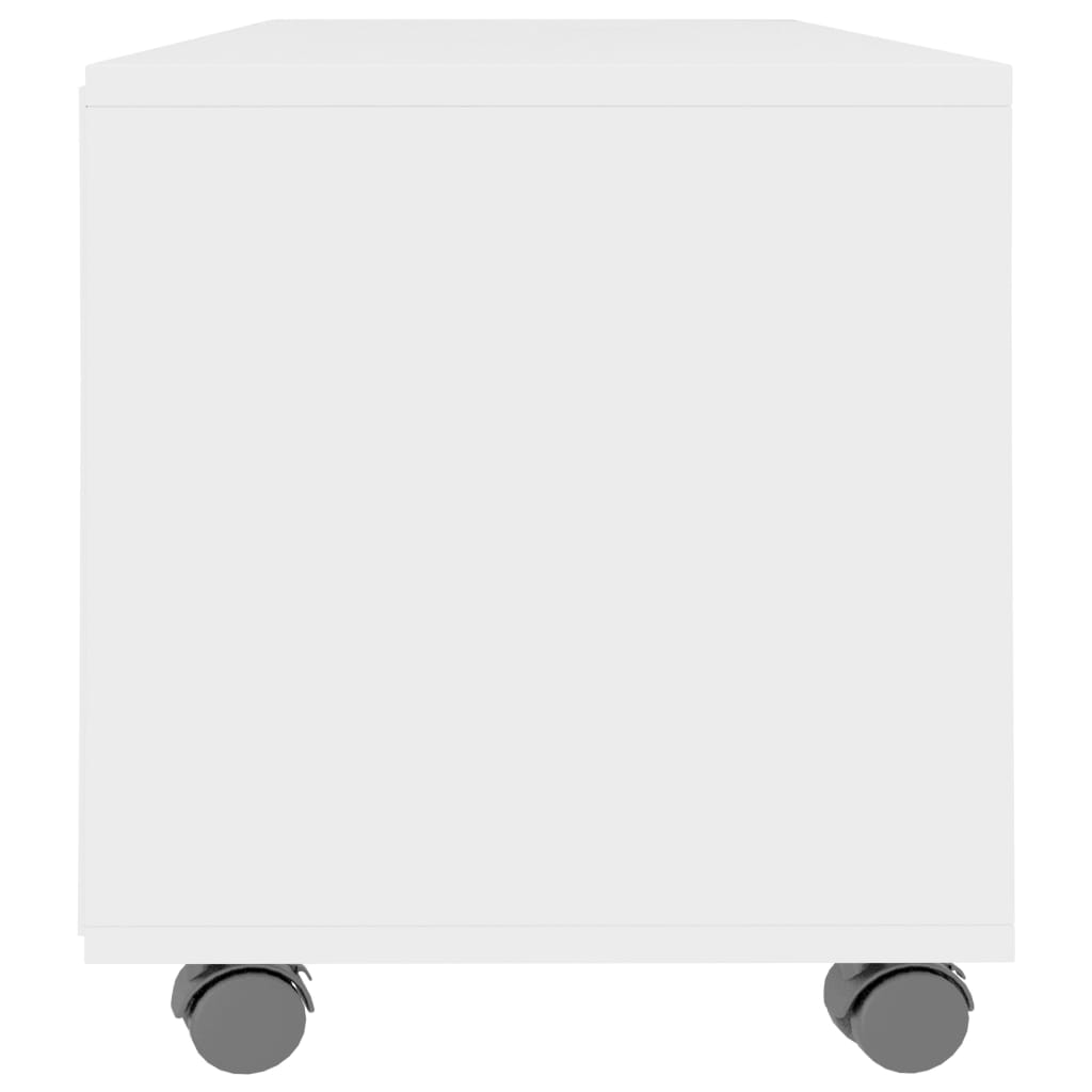 Tv Stolek S Kolečky Bílý 90 X 35 X 35 Cm Kompozitní Dřevo