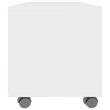 Tv Stolek S Kolečky Bílý 90 X 35 X 35 Cm Kompozitní Dřevo