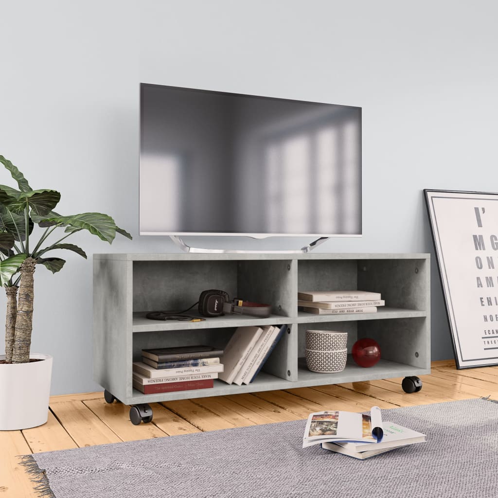 Tv Stolek S Kolečky Bílý 90 X 35 X 35 Cm Kompozitní Dřevo