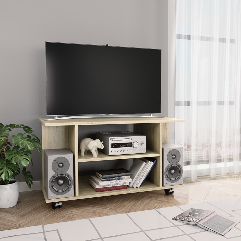 Tv Stolek S Kolečky Betonově Šedý 80X40X45 Cm Kompozitní Dřevo