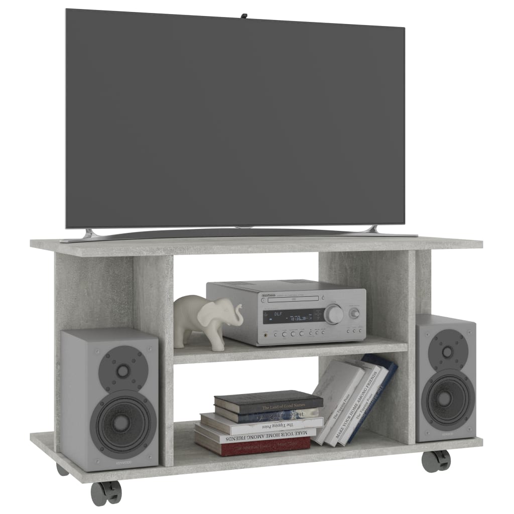 Tv Stolek S Kolečky Betonově Šedý 80X40X45 Cm Kompozitní Dřevo